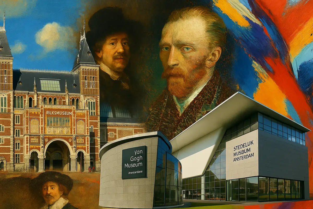Amsterdam’s Iconic Museums Collage Rijksmuseum, Van Gogh & Stedelijk