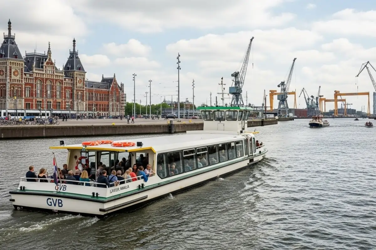 Workers travel by ferries between Amsterdam-Noord and the city centre
