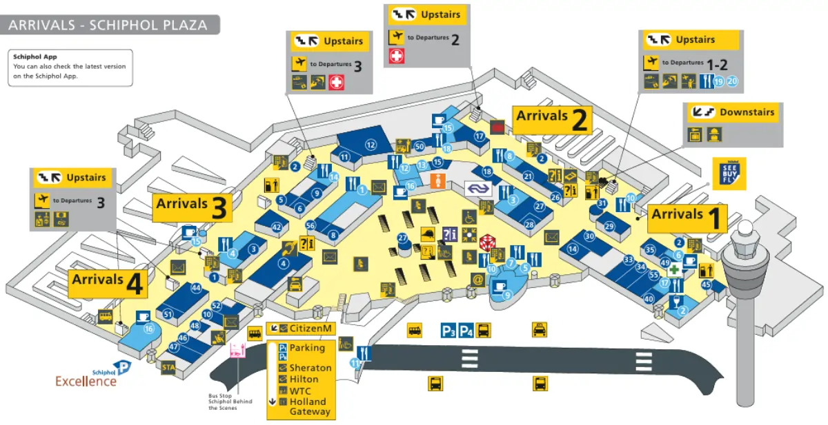 Schiphol Airport Arrival Map Schiphol Airport Arrival Map