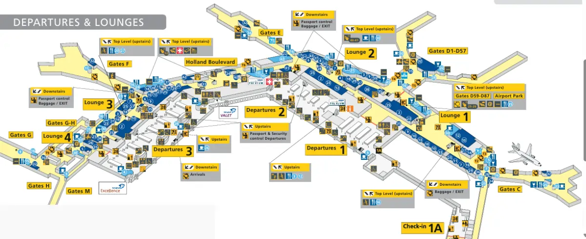 Schiphol Airport Departure Maps Schiphol Airport Departure Maps