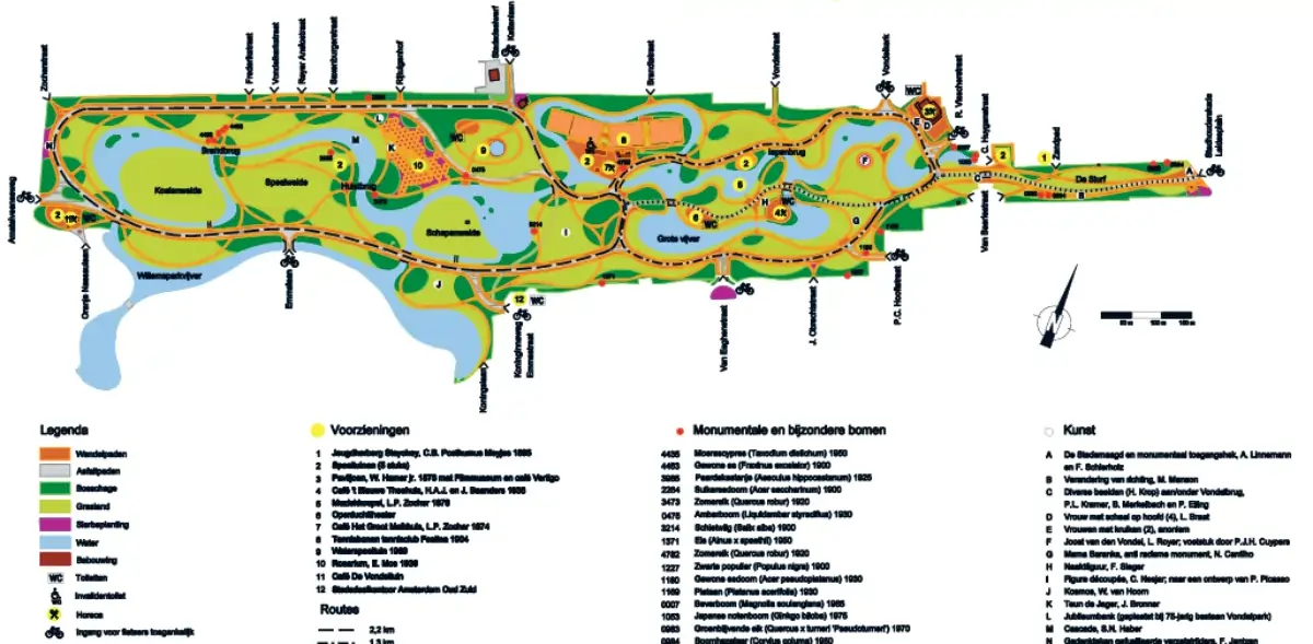 Vondelpark Map Vondelpark Map