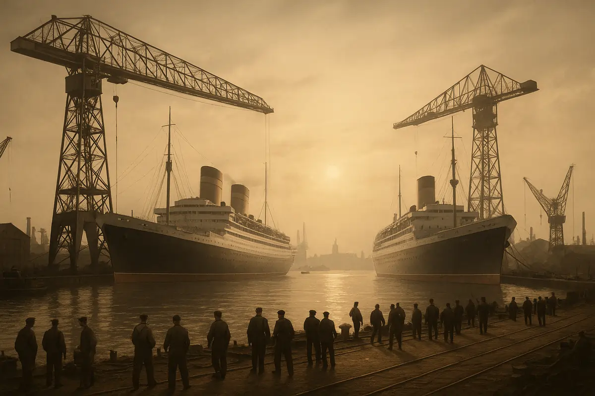 SS Nieuw Amsterdam and MS Oranje at Amsterdam’s NDSM Shipyard – 1938 Dutch Shipbuilding Heritage