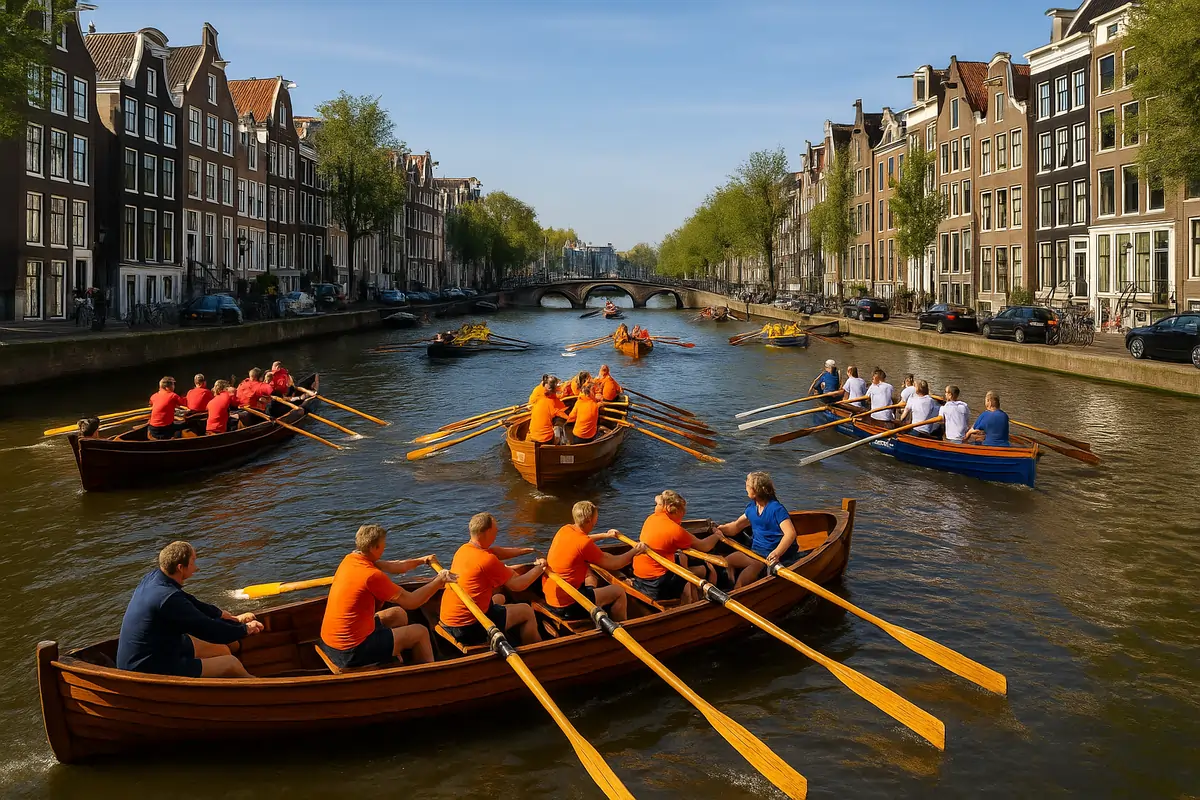 Amsterdam Canal Race Grachtenrace on a sunny day